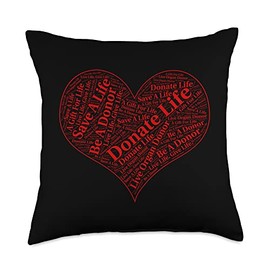 Organ Donation by WorthyFashion Donor Organ Recipient Heart Throw Pillow, 18x18, Multicolor