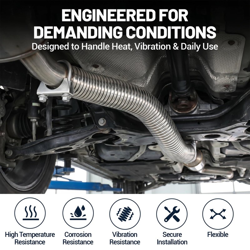 1" x 72" Universal Stainless Steel Exhaust Flex Pipe –