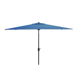 SAFAVIEH 6.5x10ft Outdoor Patio Umbrella, Rectangular, Athens Collection, Baby Blue & White, Auto Crank Tilt, UV Resistant for Deck, Backyard, Poolside (PAT8307C)
