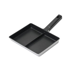 Pearl Metal Chiiino HC-74 Egg Pot, Twin Pan, With Divider, For Lunch Box, Induction Compatible, Fluorine Processed Aluminum, Die Cast