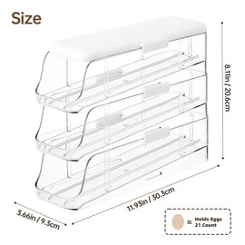 PAVSTINE 3-Tier Auto Rolling Egg Holder with Lid for Fridge, Clear