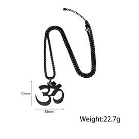Dark Zen Stainless Steel Om Necklace Black Unisex Spiritual Gothic Pendant, Tarnish-Free Mindful Jewelry