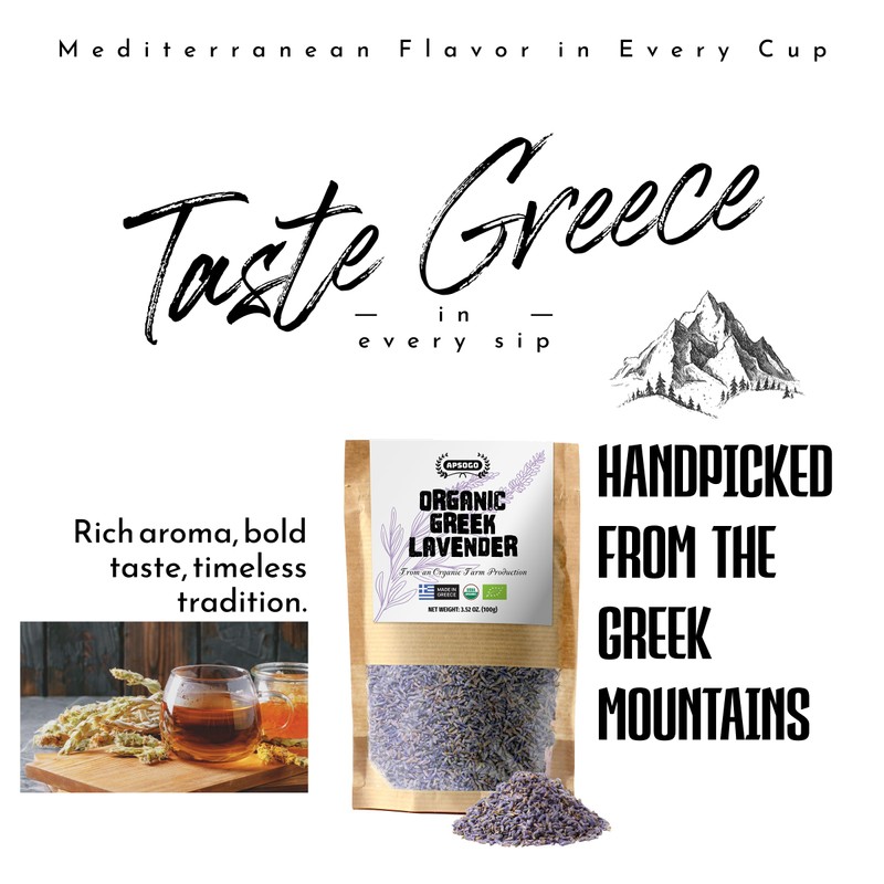 Apsogo Organic Greek Lavender Flowers - Dried Culinary Lavender Buds