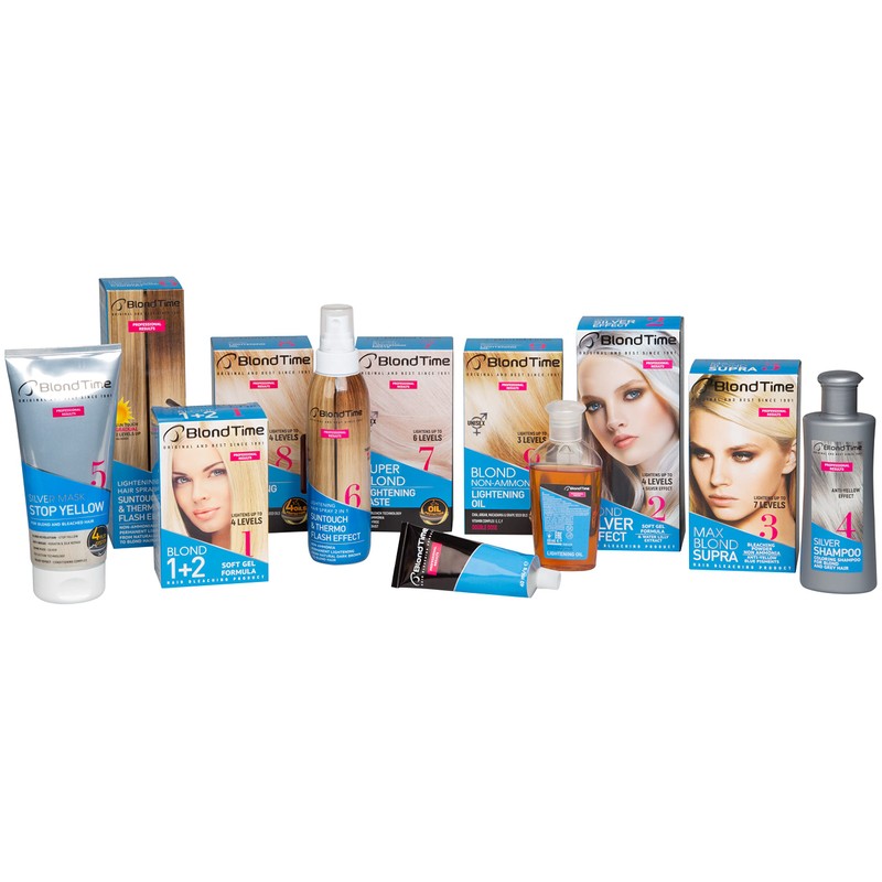 Blond Time Hair bleach product silver effect. Professional results