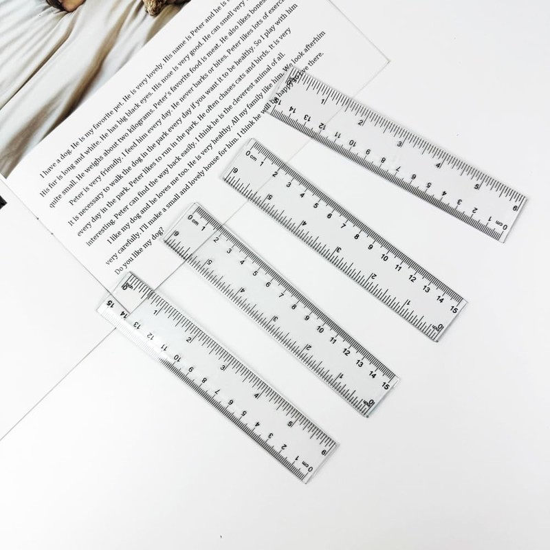 10Pcs 15cm Clear Plastic Rulers - 6 Inch Shatterproof, Transparent