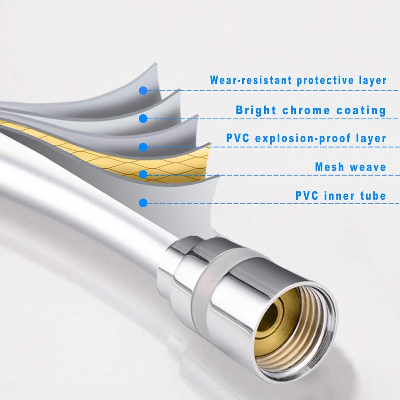 PVC Smooth Shower Hose 2m(79") - Chrome Universal Replacement Anti-Twist
