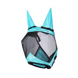 Harrison Howard Pro Luminous Horse Half Face Fly Mask Large Eye Space with Ears UV Protection for Horse Teal M