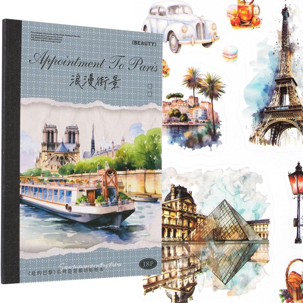 YagCu Journaling Stickers, Paris Series Scrapbook Sticker, Streetscape Junk Journal