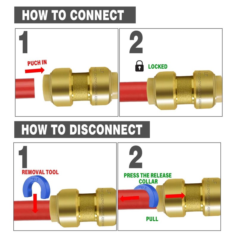 TTFLEX 1/2-inch Straight Coupling Push to Connect Plumbing Fitting with