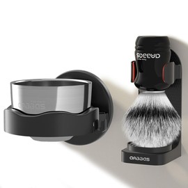 Anbbas Shaving Brush,Synthetic Badger Brush and Stainless Steel Soap Bowl,ABS Wall Mounted Shaving Holders for Brush and Bowl