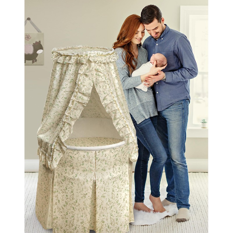 Badger Basket Empress Canopy Bassinet - Round Rocking Baby Cradle