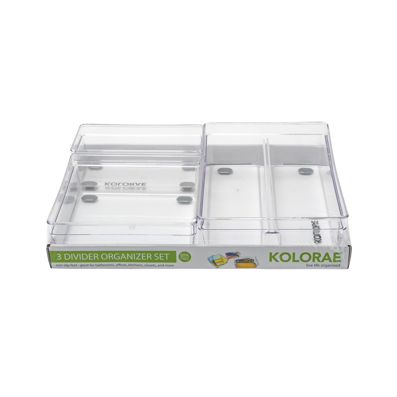 KOLORAE 3 Divider Organizer Set – No-Slip Feet, BPA-Free, Versatile