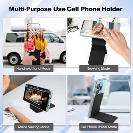 TARSHYRY Soporte Magnético para Teléfono, Trípode Plegable para Teléfono con Imanes Fuertes, Soporte de Cuero PU con ángulo Ajustable, Compatible con Todos los Teléfonos Inteligentes (Black)