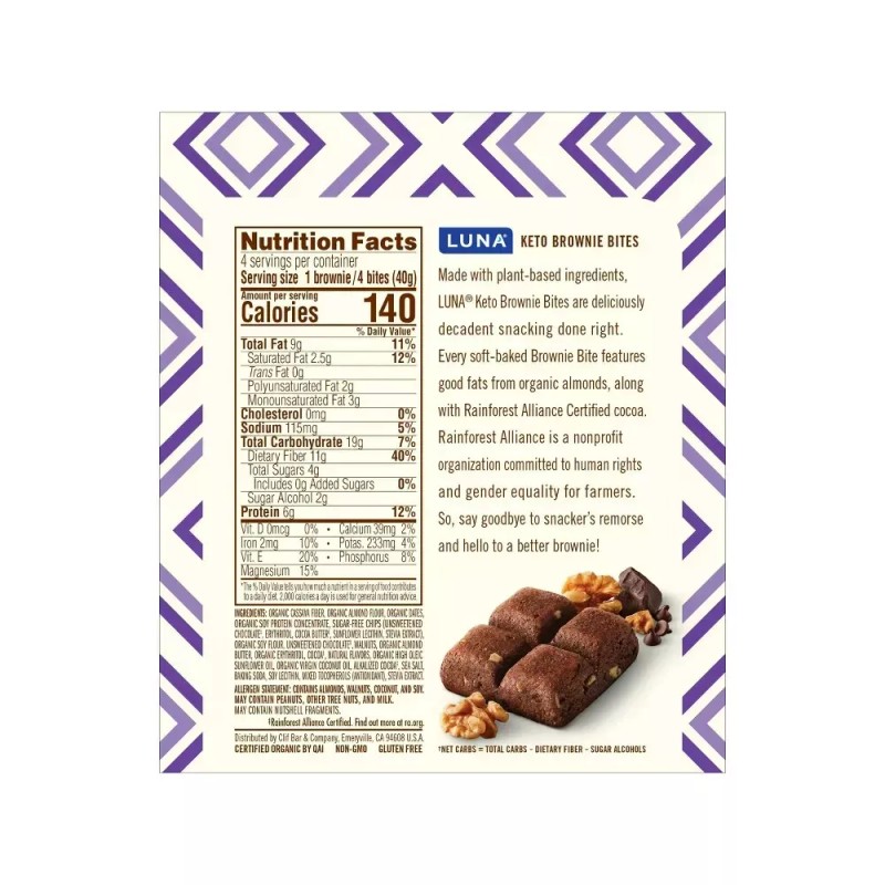 LUNA | Keto Brownie Bites - Made With Organic Almonds,