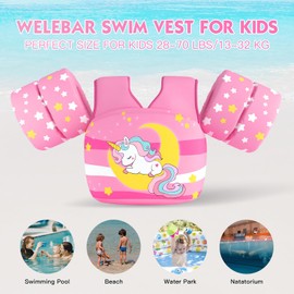 Welebar Swim Vest for Toddler, Suit for Kids 28-70 lbs, Floaties for Boys and Girls Swimming Aid, Training, Suit for Infant/Toddler/Children