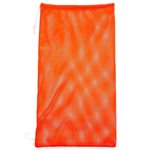 Champion Sports Mesh Sports Equipment Bag, Orange, 24x48 Inches - Multipurpose, Nylon Drawstring Bag with Lock and ID Tag for Balls, Beach, Laundry