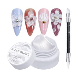 Pear White Solid Builder Gel for Nails, 3D Sculpture Gel Nail Art Non-Stick Hand Clear Pearl White Carving Gels for Extension Decoration Soak Off UV, DIY Home Salon Manicre