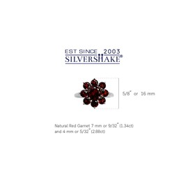 Silvershake 4.22ct. Natural Garnet White Gold Plated 925 Sterling Silver Flower Cluster Ring Size 6