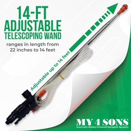 My4Sons Adjustable Telescoping Wand Compatible with Any Backpack Sprayer with 3/8" Hose - Pressure Washer Extension Wand - Pump Spray Attachment - Power Washer Parts and Accessories for High Cleaning