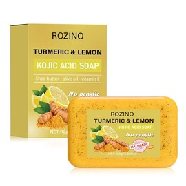 Turmeric Zitronen Kojic Acid Soap, Tiefenreinigende & Feuchtigkeitsspendende Kurkuma Seife Für Gesicht Und Körper, Glättet Und Strahlender Hautton, Milder Und Cremiger Seifenschaum Naturseife