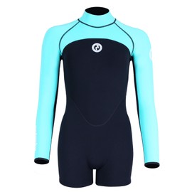 Two Bare Feet Women's Neoprene One-Piece Wetsuit – Premium Swim Suit for Surfing, Swimming, Scuba Diving & Water Sports, Flexible, Durable, Multiple Styles (Flare (Black/Mint), M)