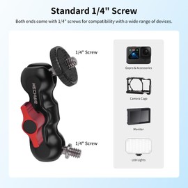 Mechrig Magic Arm Kit (2-Pack), Double Ballhead with 1/4" Screw & Tripod Mount Adapters for GoPro, Insta360,DJI Action Cameras,DSLR,Fill Light,Microphone - YD053