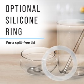 Maplefield - Vaso de vidrio con tapa de cúpula, 16 onzas, taza de café helado reutilizable con pajita, taza de beber resistente a derrames para frappes y batidos, apto para lavaplatos [transparente]