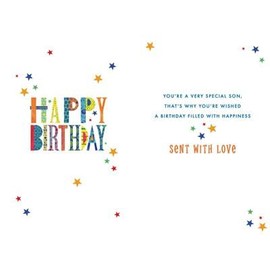 Nigel Quiney Son Birthday Card - Stars and Patterned Text with Foil Details - Eco-Friendly & Recyclable