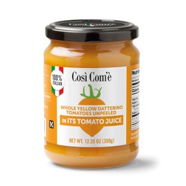 Cosi Come - Datterino, Italian Yellow Tomatoes Unpeeled (12.35 oz), Low-acid, No additives, No preservatives, 100% Natural, Non-GMO