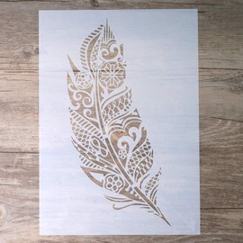 DIY Decorative Mandala Feather Stencil Template for Scrapbooking Painting on Walls Furniture Crafts (A4 Size)