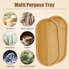6 Pcs Bamboo Tray for Bathroom, Small Wooden Trays, Oval