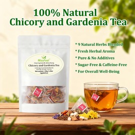 Chicory and Gardenia Tea, Liver and Kidney Detox, Nine Organic Herbal Ingredients, Sugar & Caffeine Free Chinese Herbal Tea with Chicory, Gardenia, Dandelion Root for Wellness 150g(5g*30 Packs）