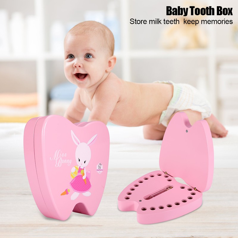 Baby Tooth Box Wooden Children Milk Teeth Collection Organizer Souvenir