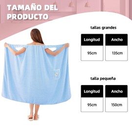 UBRICI Toallas de Baño Toallas de Baño Corporales Grandes Super Absorbentes y de Secado Rápido Toalla de Baño de Mujer hasta la Rodilla, Albornoz de Baño de Vellón de Coral Sauna (Azul, Alto)