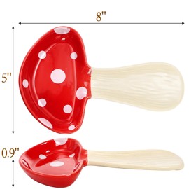 Goaste Mushroom Spoon Rest for Stove Top, Cute Ceramic Spoon Holder, Durable Porcelain Cooking Utensil Rest, Heat-Resistant Spatula Rest Gadget for Kitchen Counter, Housewarming Gifts, Farmhouse Decor