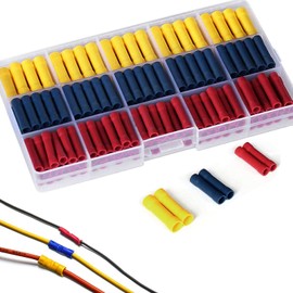 RUNCCI-YUN Pack of 200 Cable Connectors, Butt Connector Set, Crimp Connectors, Automotive Cable Crimping Terminals, Electrical Insulated Butt Connectors, Cable Connectors, for Cables - Red/Yellow/Blue