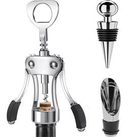 PQCLXUYA Wine Opener Gift Set, Zinc Alloy Premium Wing Corkscrew with Multifunctional Bottles Opener, Sharp Wine Corkscrew with Ergonomic Non-Slip Wing Handle, Upgrade of Housewives Sommelier