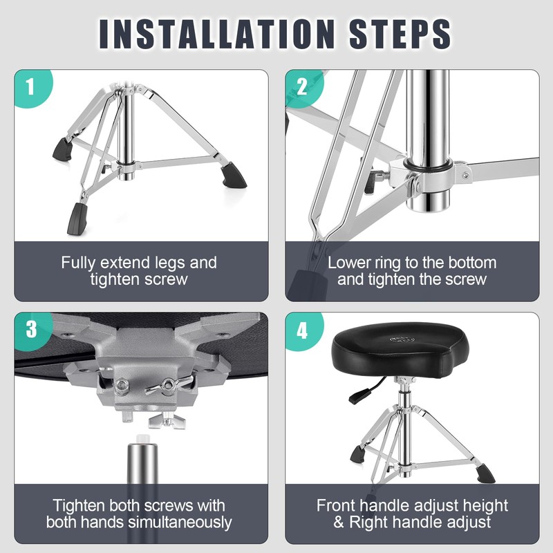TENTOTEN Drum Throne Hydraulic Drum Stool, Removable Ergonomic Drum Seat