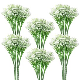 HeroKang 60 Pcs Babys Breath Artificial Flowers Gypsophila Flowers Bouquets Faux Gypsophila Flowers Gypsophila Real Touch Flowers for Wedding Christmas DIY Party Home Garden Office(White)