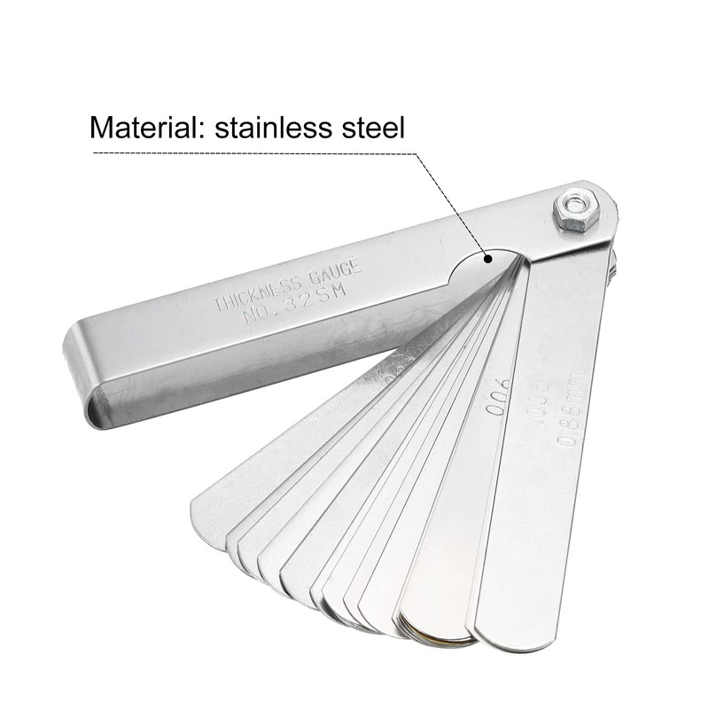 PATIKIL Feeler Gauge Dual Marked Measuring Tool 32 Blades Stainless
