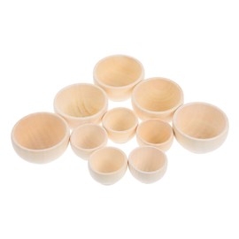 KOMBIUDA Mini Decorative Bowls 10pcs Wooden Bowl Set Unpainted for Boys and Girls Home Decor Montessori Toys