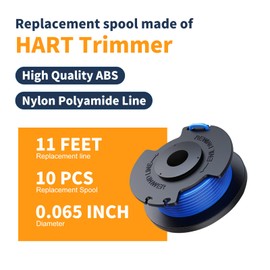 SWASEADA 11Pack 0.065" Pre-Wound String Spool Set for Hart Auto-Feed Cordless Trimmers + Cover Cap Replacement, hart Weed Eater String (11ft/Spool, 10 Spools + 1 Cap)