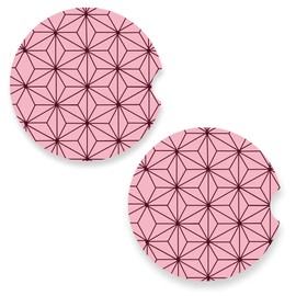 Nezuko Anime Car Coaster for Cup Holders 2.56" Ceramic Stone Drink Coaster, Set of 2 Pack