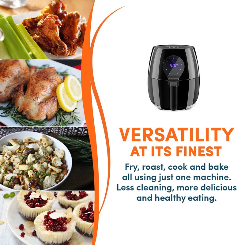 Elite Gourmet EAF5317D Digital 5.3Qt Hot Air Fryer 7 Menu