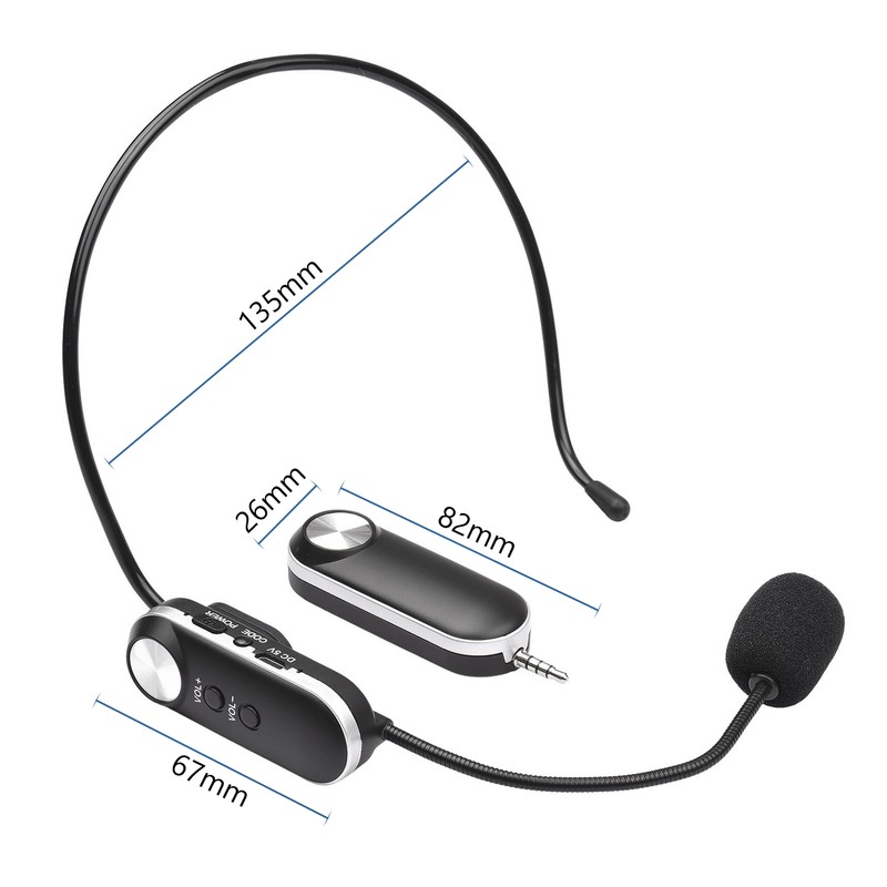 UHF Headset Wireless Microphone Professional Wireless Mic Set 6.35mm Receiver