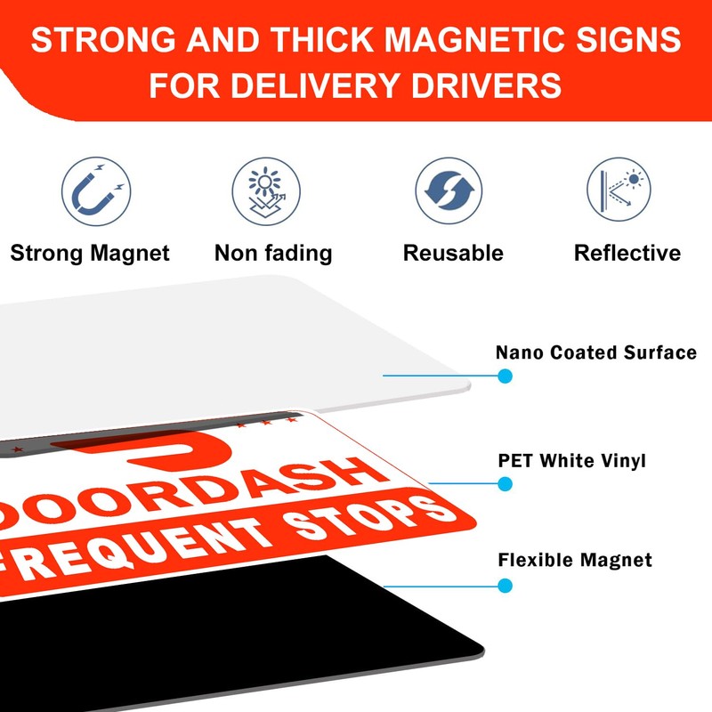 Doordash Magnetic Sign for Car, Food Delivery Car Magnets, Reflective