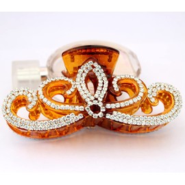Yusier Lotus Rhinestone Hair Clip for Women Thick Hair Big Grab Clip Rhinestone Hair Accessories Gifts Claw Hair Clips Diamond Crystal Hair Clip Prom Hair Accessories (Brown)