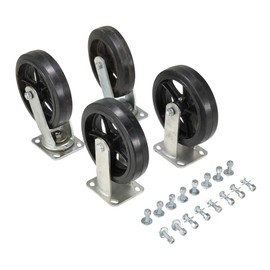 Vestil D-CK4-MR8-2 Mold-on-Rubber Plate Caster Set for Self-Dumping Hopper, 8" Diameter Wheels, 2400 lb. Capacity