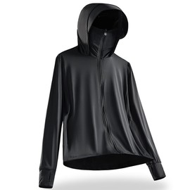 HOTIAN 2024 Summer Rash Guard, Men's, Women's, UV Protected Hoodie, Cool to Touch, Long Sleeve, Hooded, UPF 50+, Sun Protection Wear, Outerwear, Lightweight, Breathable, Body Cover, womens black