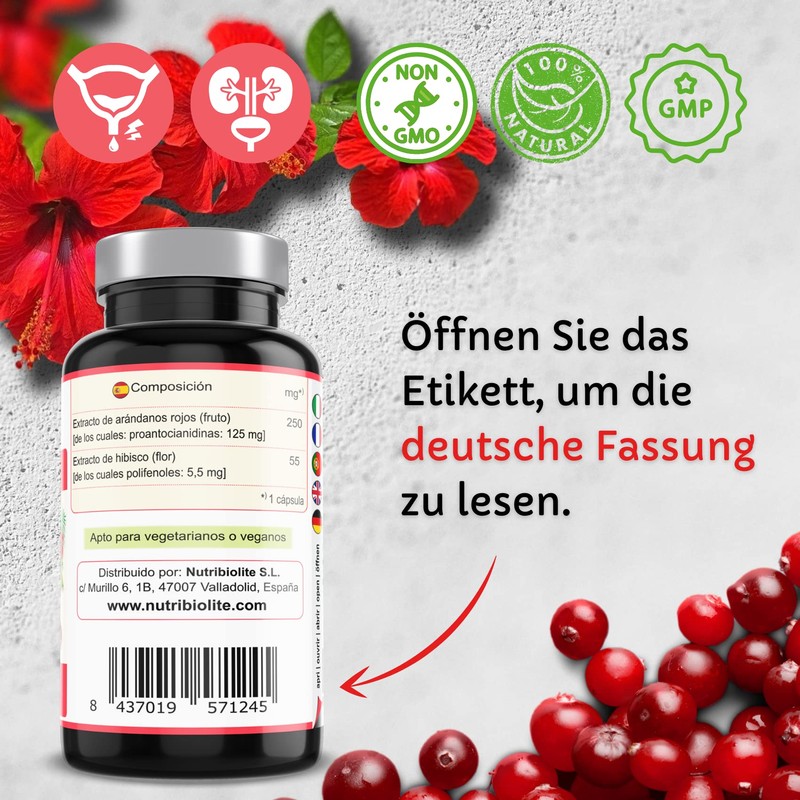 Uritractin Cranberry Extract 12500 mg + Hibiscus Flower Extract 825